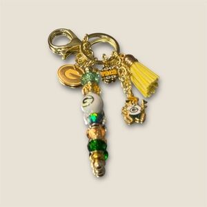 Green Bay Packers Beaded Keychain Purse Charm